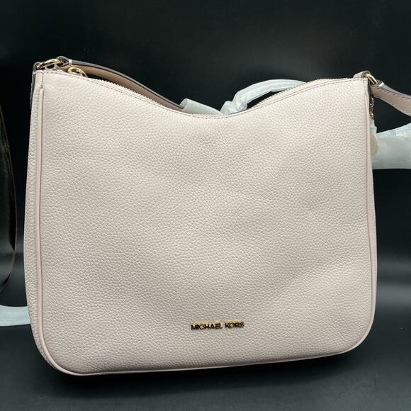 Michael Kors Handbags - Michael Kors Nayla Medium Satchel Pebble Leather Crossbody Bag Pink Blossom/gold